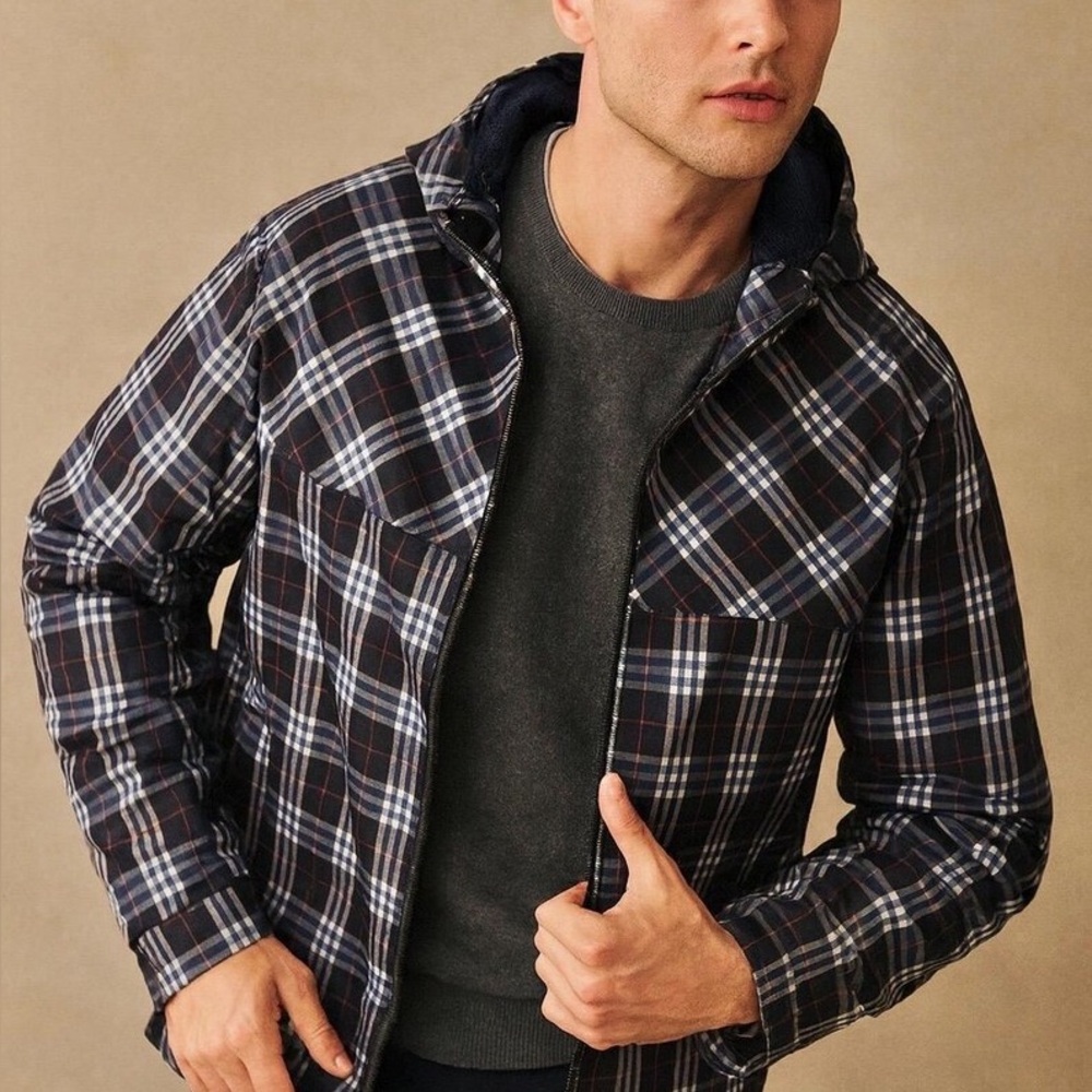 Vintage Burberrys Golf Windbreaker: Blue Tartan Check Hooded Jacket (Size S)